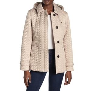 Kate Spade Hooded Quilted Moto Jacket M